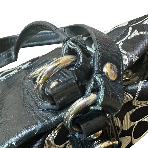 Coach | Black and Gray Ashley Signature Sateen Carryall Bag Mom Bag Travel - Picture 3 of 16